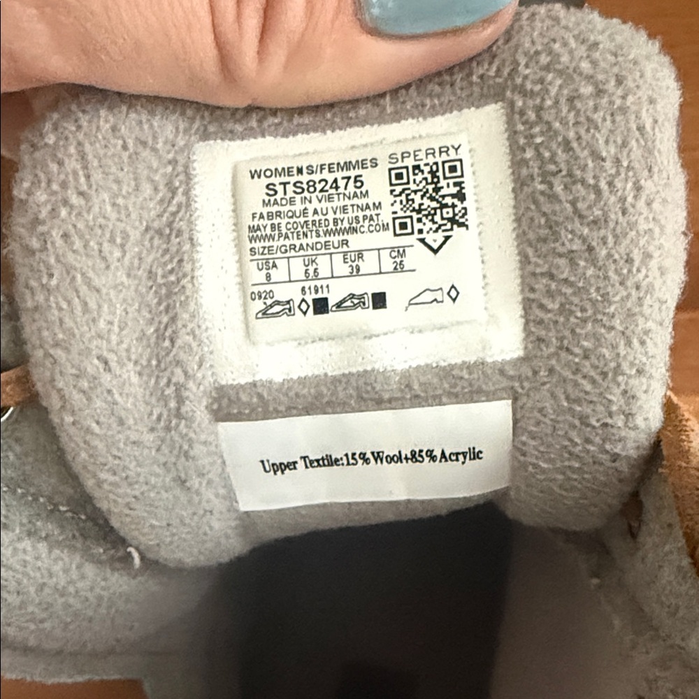 Sperry Gray Fleece-Lined Tan Trim Boots - Picture 3 of 4